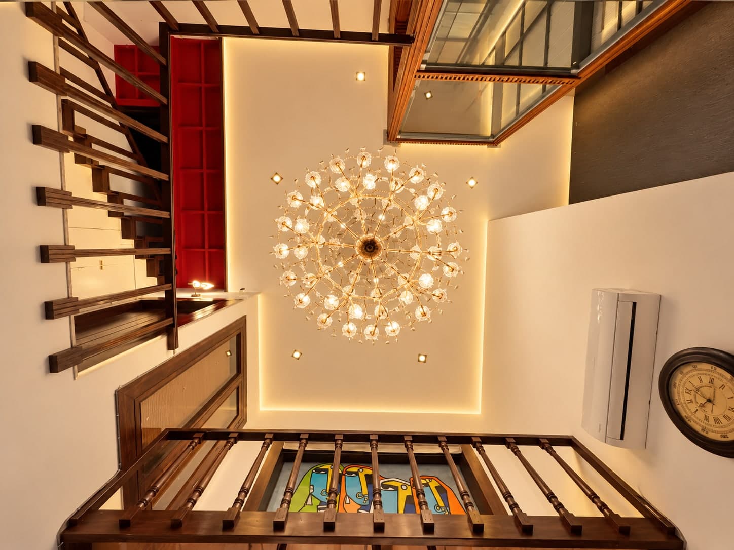 The atrium chandelier at Aakriti Hotels, Gurugram