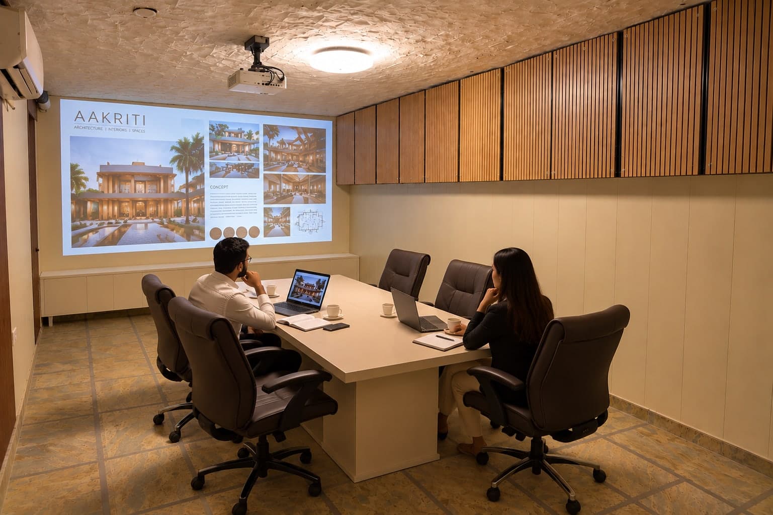 The conference room at Aakriti Hotels, minutes from Udyog Vihar