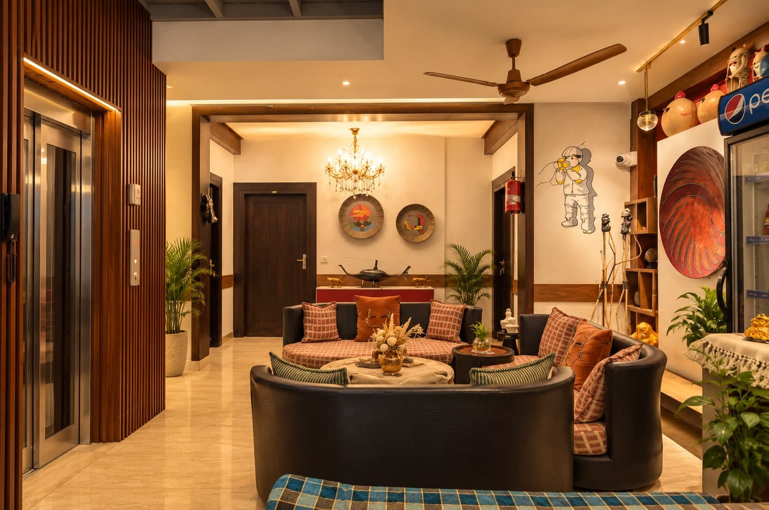Lobby seating at Aakriti Hotels