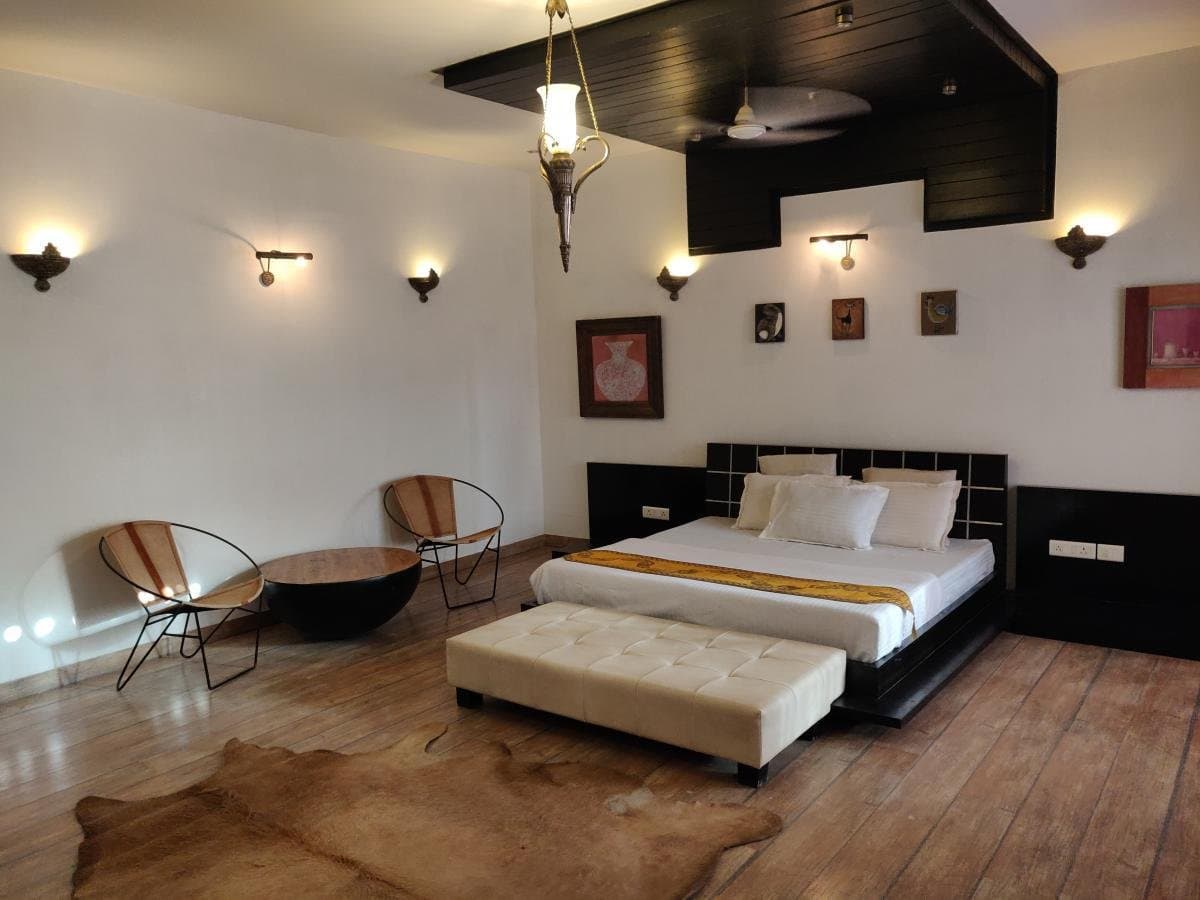 The Presidential Suite bedroom, Aakriti Hotels Gurugram