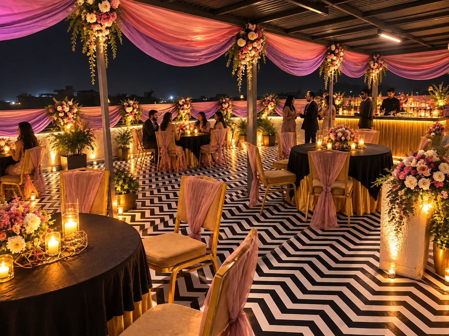 A rooftop cocktail party at Aakriti Hotels, Gurugram