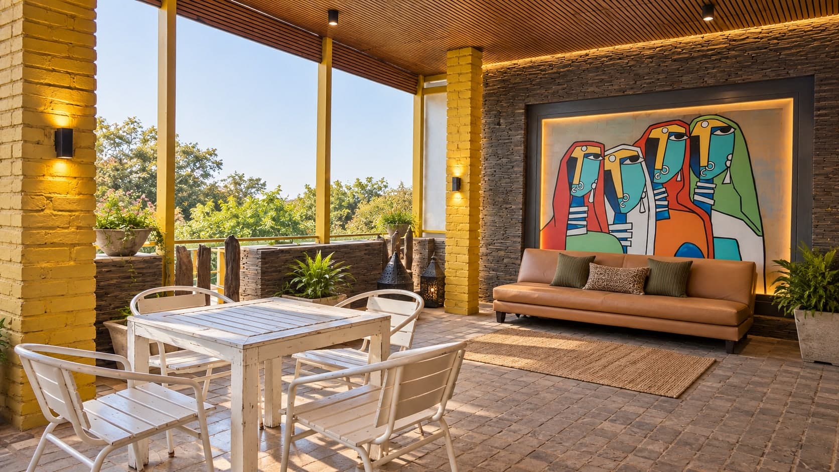 The terrace lounge at Aakriti Hotels