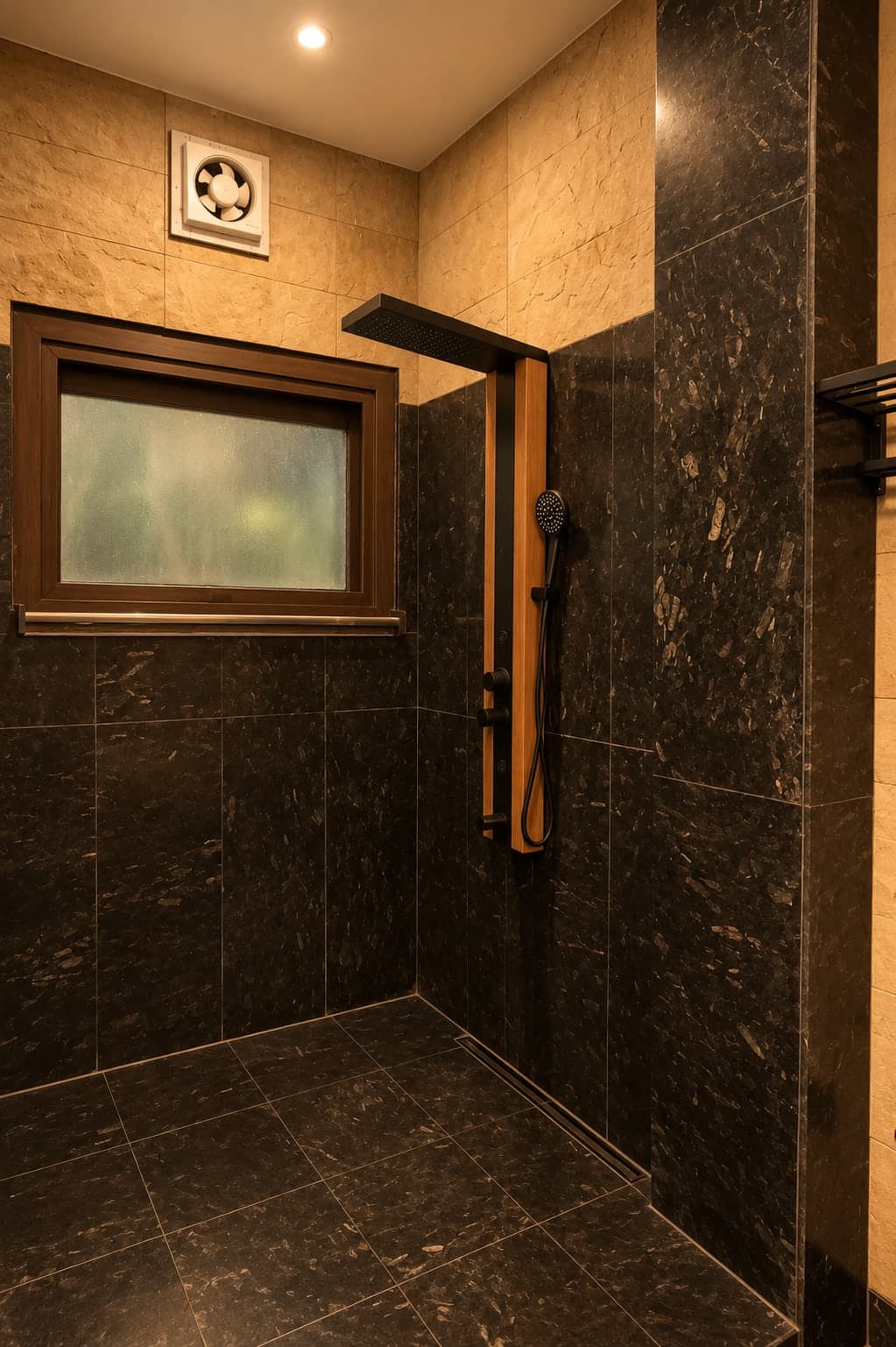 Walk-in shower at Aakriti Hotels, Gurugram